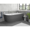 Mexen Silo Freistehende Eckbadewanne rechts gerillt 150 x 75 cm, weiß/grau, Überlauf gebürsteter Nickel - 52891507562P-97