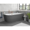 Mexen Silo freistehende Eckbadewanne rechts geriffelt 170 x 80 cm, weiß/grau, Überlauf roségold - 52891708062P-60