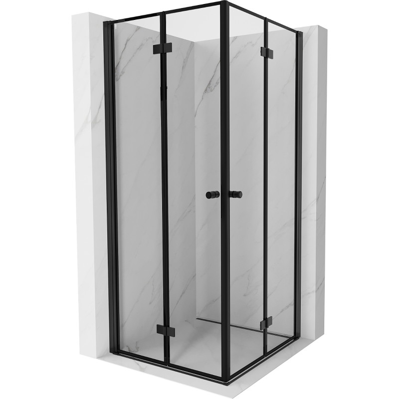 Mexen Mist-F Duo Faltbare Duschkabine 120 x 120 cm, schwarzer Rahmen, schwarz - 8A6-120L-120P-70-70