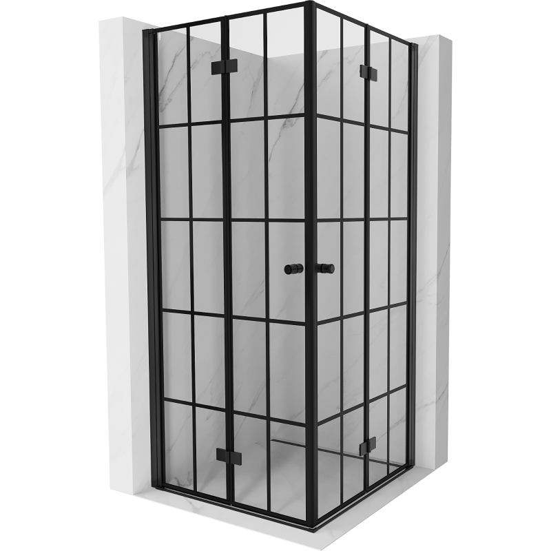Mexen Mist-F Duo faltbare Duschkabine 70 x 70 cm, schwarz kariert, schwarz - 8A6-070L-070P-70-77