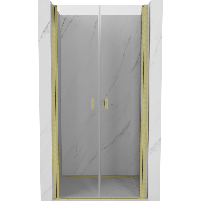 Mexen Mist, schwenkbare Duschtür 75 cm, transparent, gebürstetes Gold - 8A7-075-000-55-00