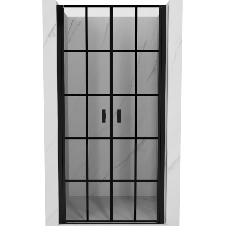 Mexen Mist Duschschwingtür 75 cm, schwarzes Gitter, schwarz - 8A7-075-000-70-77