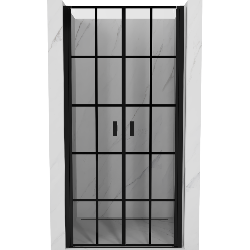 Mexen Mist Duschpendeltür 90 cm, schwarzes Raster, schwarz - 8A7-090-000-70-77