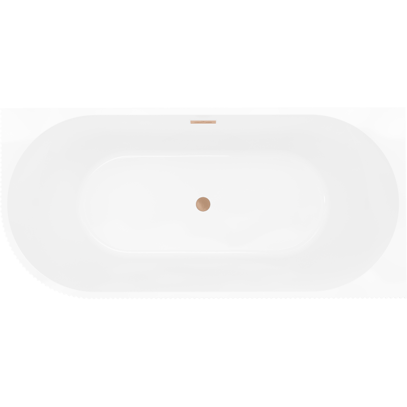 Mexen Silo freistehende Eckbadewanne rechts geriffelt 170 x 80 cm, weiß/grau, Überlauf gebürstetes Kupfer - 52891708062P-65