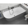 Mexen Silo freistehende Eckbadewanne, rechts geriffelt, 170 x 80 cm, weiß/grau, schwarze Überlauf - 52891708062P-70
