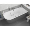 Mexen Silo freistehende Eckbadewanne rechts geriffelt 170 x 80 cm, weiß/grau, Überlauf Gun Metal - 52891708062P-95