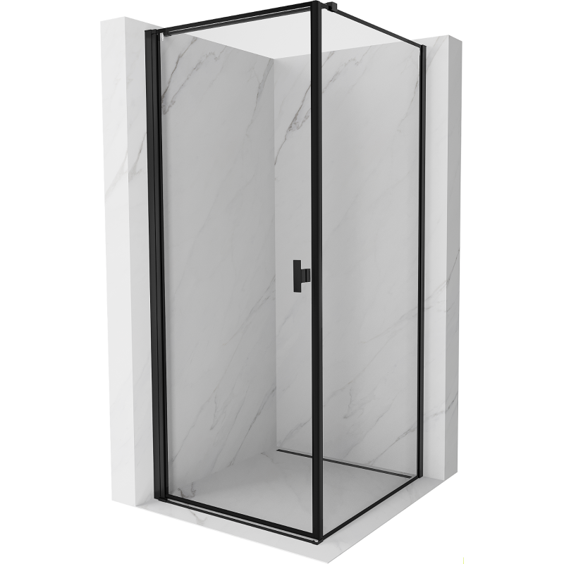 Mexen Mist-B Duschkabine, schwenkbar, linksseitig 70 x 70 cm, schwarzer Rahmen, schwarz - 8A2T-070-070-70-70-L