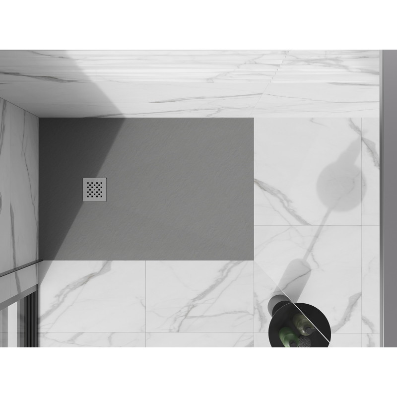 Mexen Stone+ Rechteckige Duschwanne aus Verbundstoff 130 x 90 cm, Grau-Beton - 44619013