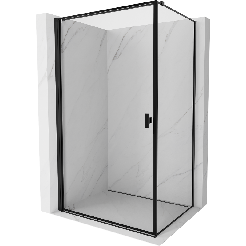 Mexen Mist-B Duschkabine schwenkbar links 70 x 100 cm, schwarzer Rahmen, schwarz - 8A2T-070-100-70-70-L