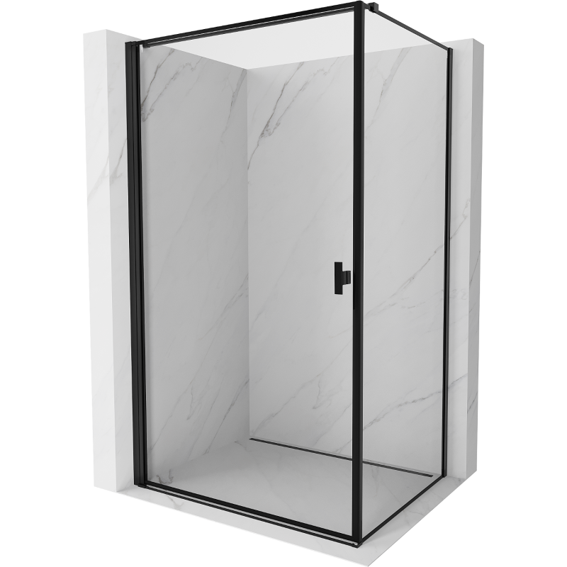 Mexen Mist-B Duschkabine Schwenkbar Links 90 x 120 cm, schwarzer Rahmen, Schwarz - 8A2T-090-120-70-70-L