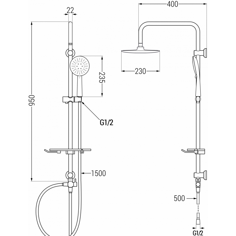 Mexen T67 Duschsäule, Chrom/Weiß - 798676793-00