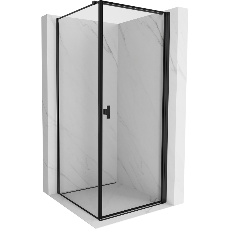 Mexen Mist-B rechte, schwenkbare Duschkabine 90 x 90 cm, schwarzer Rahmen, schwarz - 8A2T-090-090-70-70-P