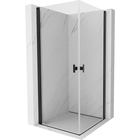 Mexen Mist-B Duo Duschkabine, schwenkbar, 75 x 75 cm, transparent, schwarz - 8A2-075-075-70-00