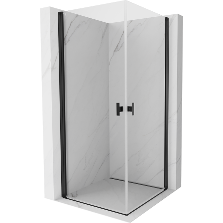 Mexen Mist-B Duo Duschkabine zum Aufklappen 95 x 95 cm, transparent, schwarz - 8A2-095-095-70-00