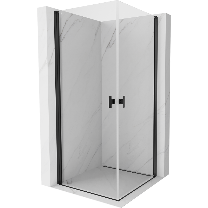 Mexen Mist-B Duo Duschkabine schwenkbar 100 x 100 cm, transparent, schwarz - 8A2-100-100-70-00