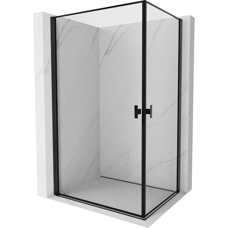 Mexen Mist-B Duo Duschkabine schwenkbar 100 x 70 cm, schwarzer Rahmen, schwarz - 8A2-100L-070P-70-70
