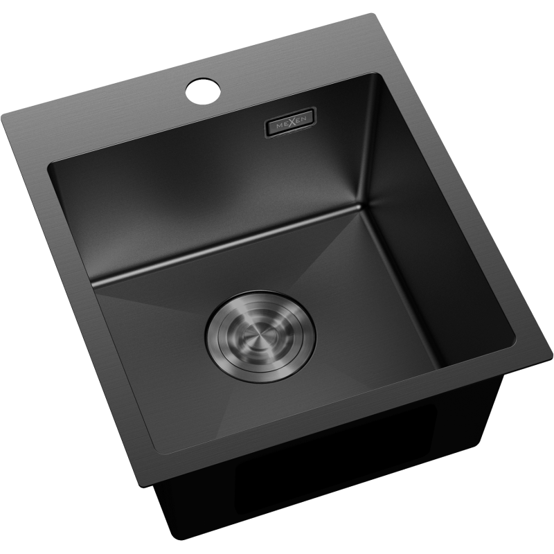 Mexen Solix Edelstahlspüle, 1-beckig, 400 x 450 mm, schwarz - 6401401000-70