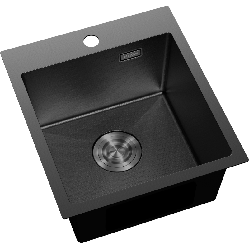 Mexen Solix Edelstahlspüle 1-beckig 400 x 450 mm, schwarz HC - 6401401000-70HC
