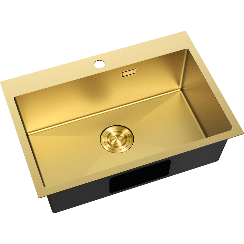 Mexen Solix Spülbecken aus Edelstahl, 1-beckig, 650 x 450 mm, gold - 6403651000-55