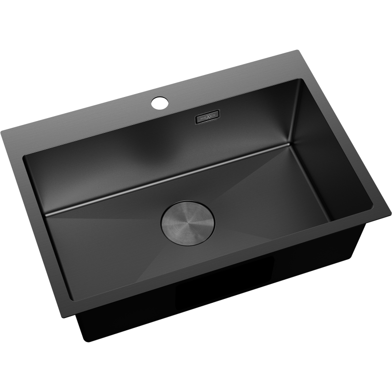 Mexen Solix Edelstahlspüle 1-Becken 650 x 450 mm, schwarz - 6403651000-70