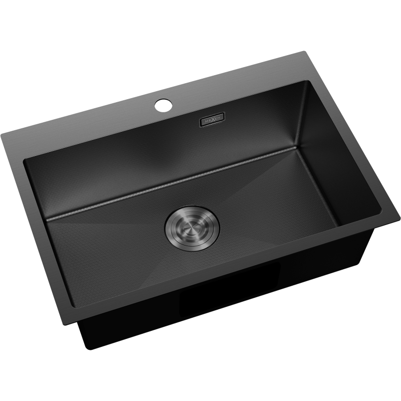 Mexen Solix Edelstahlspüle 1-beckig 650 x 450 mm, schwarz HC - 6403651000-70HC