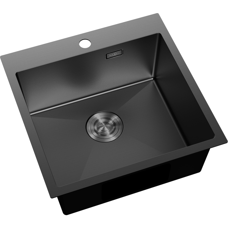 Mexen Solix Edelstahlspüle 1-becken 500 x 500 mm, schwarz - 6407501000-70