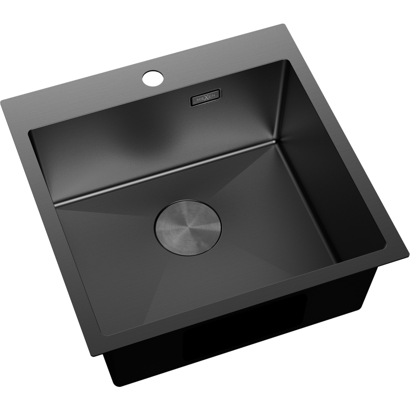 Mexen Solix Edelstahlspüle 1-becken 500 x 500 mm, schwarz - 6407501000-70