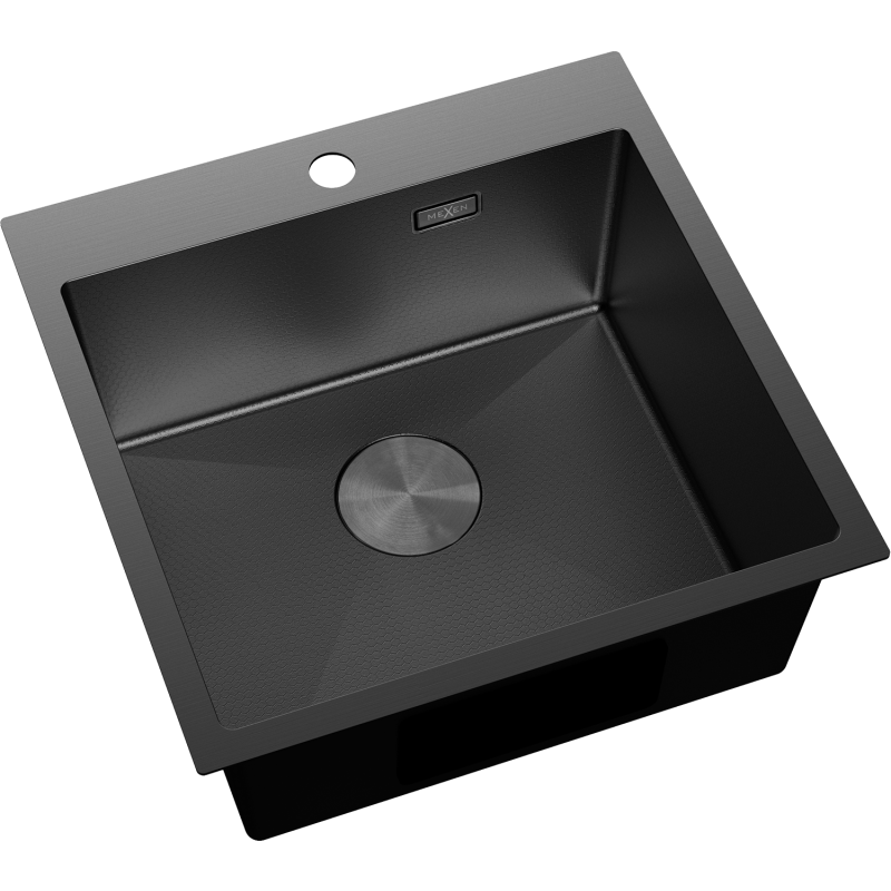 Mexen Solix Edelstahlspüle 1-Becken 500 x 500 mm, schwarz HC - 6407501000-70HC