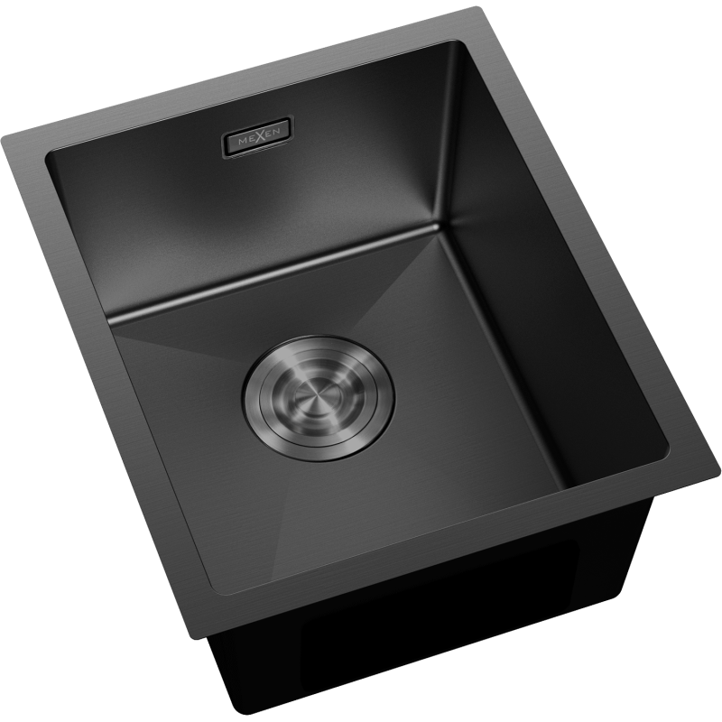 Mexen Trixo Edelstahlspüle 1-beckig 370 x 440 mm, schwarz - 6412371000-70