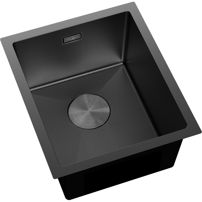 Mexen Trixo Edelstahlspüle 1-Becken 370 x 440 mm, schwarz HC - 6412371000-70HC
