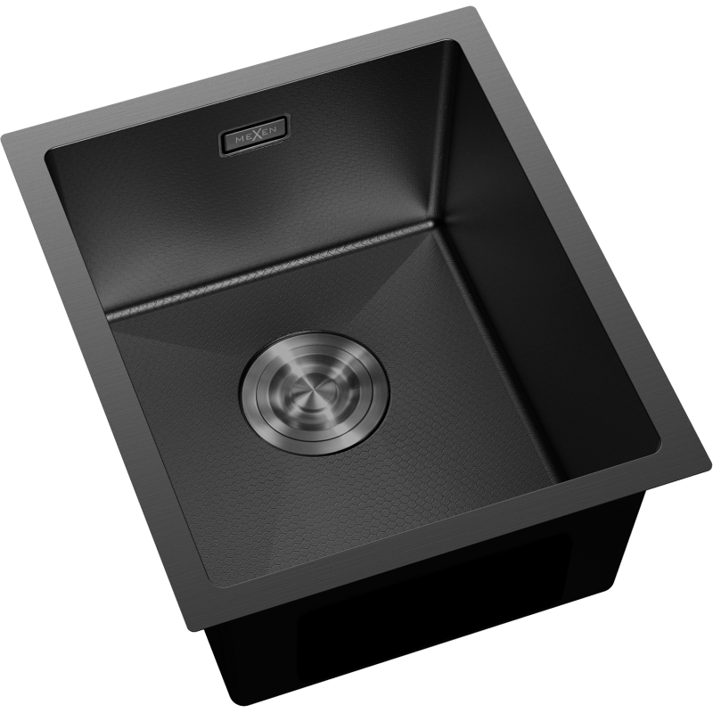 Mexen Trixo Edelstahlspüle 1-Becken 370 x 440 mm, schwarz HC - 6412371000-70HC