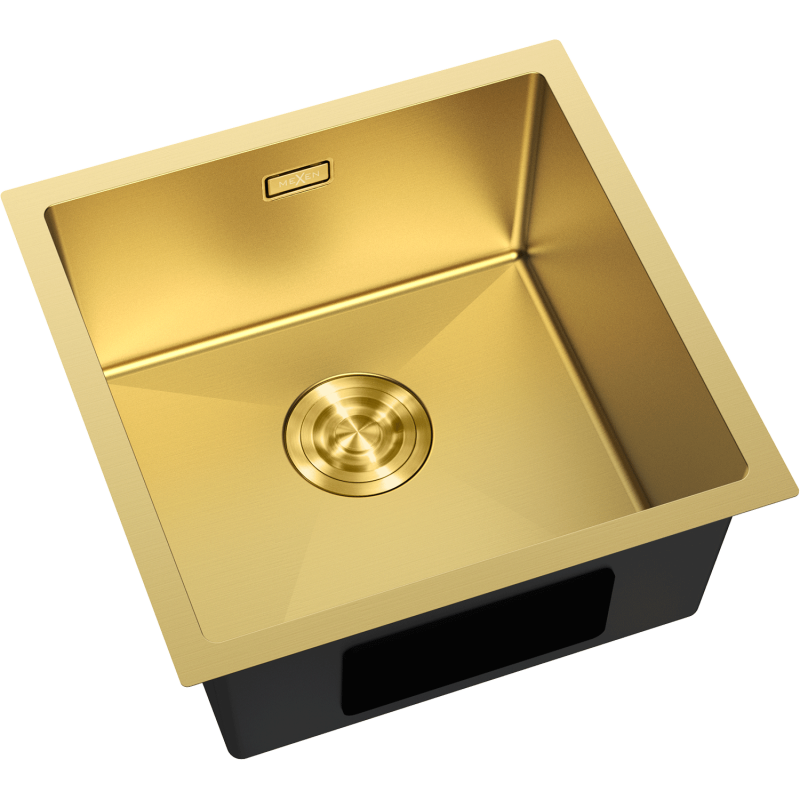 Mexen Trixo Spülbecken aus Stahl, 1 Becken, 440 x 440 mm, gold - 6413441000-55
