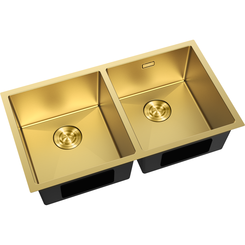 Mexen Binox Spülbecken aus Edelstahl, 2-Kammer, 800 x 450 mm, gold - 6421802000-55