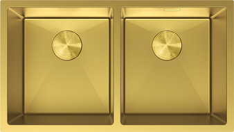 Mexen Binox Spülbecken aus Edelstahl, 2-Kammer, 800 x 450 mm, gold - 6421802000-55