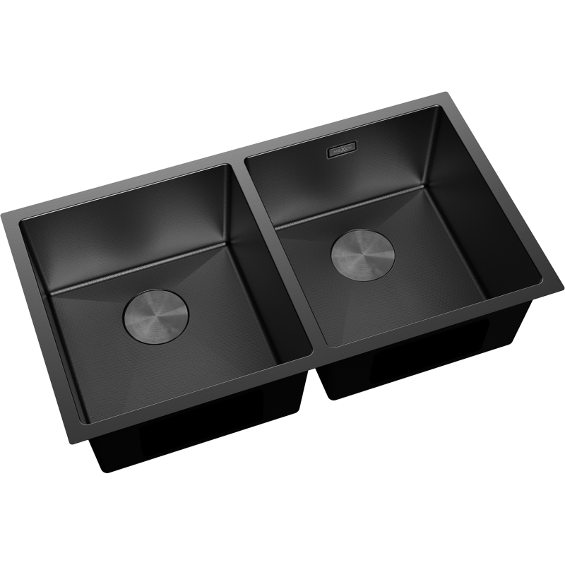 Mexen Binox Edelstahlspüle 2-kammerig 800 x 450 mm, schwarz HC - 6421802000-70HC