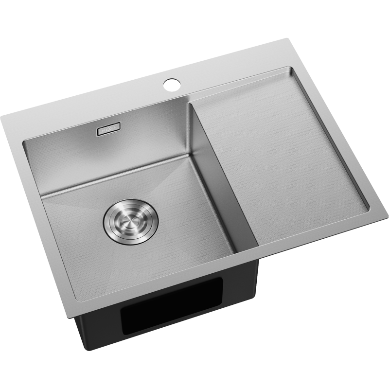 Mexen Exar Edelstahlspüle 1-Becken mit Abtropffläche, links 620 x 480 mm, Inox HC - 6431621005L-01HC