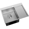 Mexen Exar Edelstahlspüle 1-Becken mit Abtropffläche, links 620 x 480 mm, Inox HC - 6431621005L-01HC