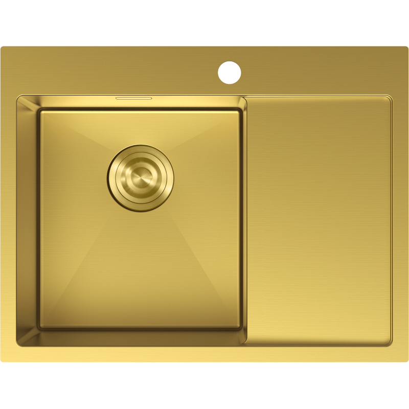 Mexen Exar Stahlspüle 1-beckig mit Abtropffläche, links 620 x 480 mm, gold - 6431621005L-55