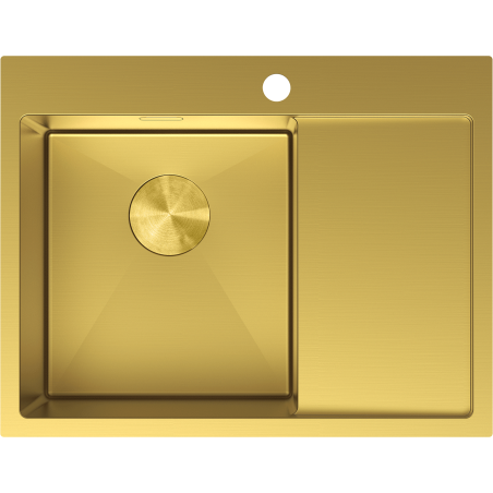 Mexen Exar Stahlspüle 1-beckig mit Abtropffläche, links 620 x 480 mm, gold - 6431621005L-55