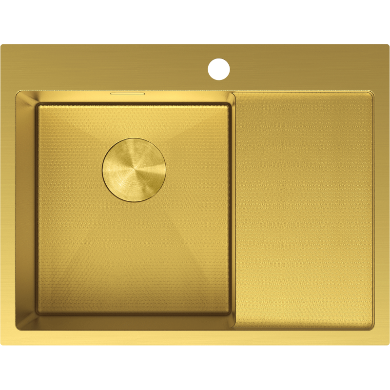 Mexen Exar 1-Kammer-Edelstahlspüle mit Abtropffläche, links 620 x 480 mm, gold HC - 6431621005L-55HC