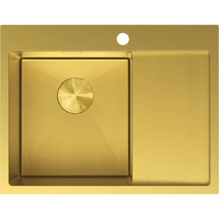 Mexen Exar 1-Kammer-Edelstahlspüle mit Abtropffläche, links 620 x 480 mm, gold HC - 6431621005L-55HC