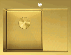 Mexen Exar 1-Kammer-Edelstahlspüle mit Abtropffläche, links 620 x 480 mm, gold HC - 6431621005L-55HC