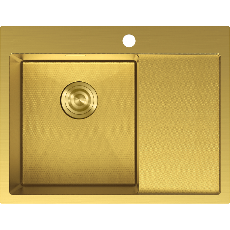 Mexen Exar 1-Kammer-Edelstahlspüle mit Abtropffläche, links 620 x 480 mm, gold HC - 6431621005L-55HC