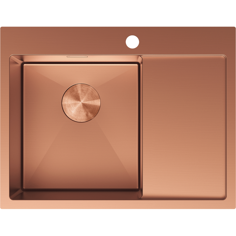 Mexen Exar Edelstahlspüle 1-becken mit Abtropffläche, links 620 x 480 mm, Kupfer - 6431621005L-65