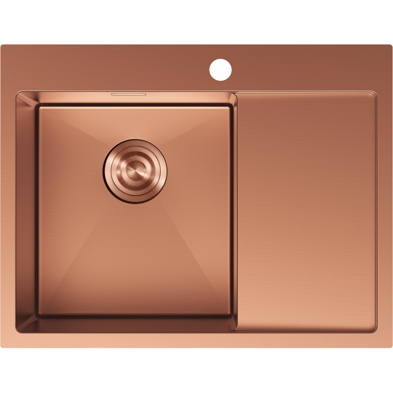 Mexen Exar Edelstahlspüle 1-becken mit Abtropffläche, links 620 x 480 mm, Kupfer - 6431621005L-65