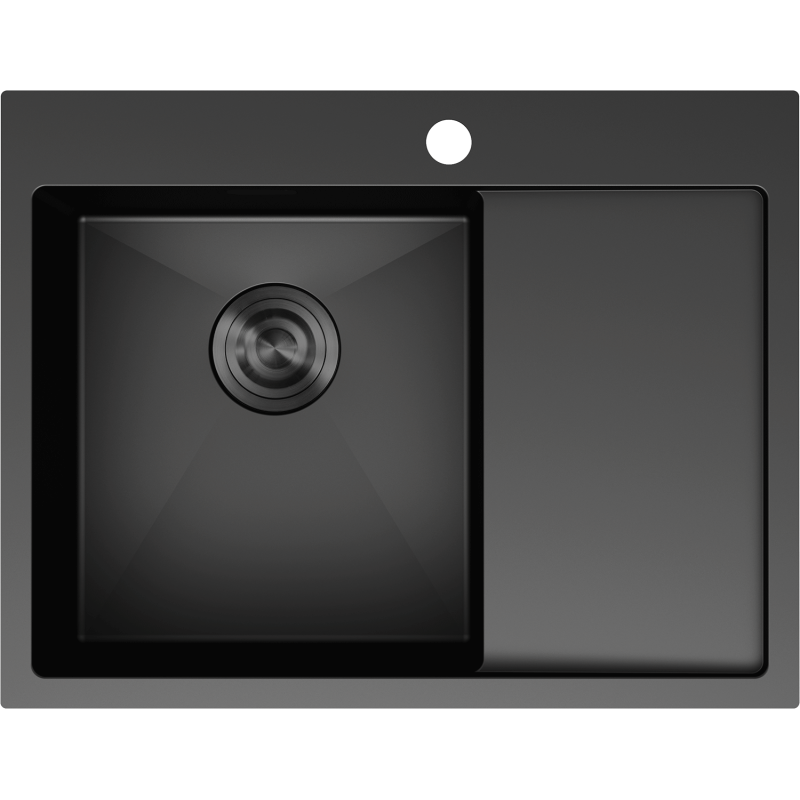 Mexen Exar Edelstahlspüle 1-Becken mit Abtropffläche, links 620 x 480 mm, schwarz - 6431621005L-70