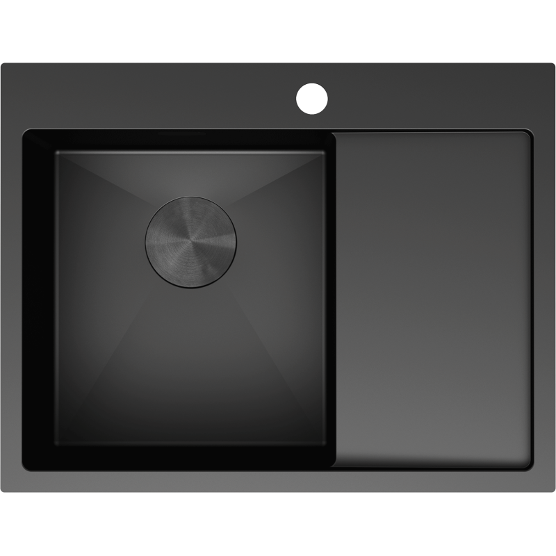 Mexen Exar Edelstahlspüle 1-Becken mit Abtropffläche, links 620 x 480 mm, schwarz - 6431621005L-70