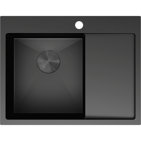 Mexen Exar Edelstahlspüle 1-Becken mit Abtropffläche, links 620 x 480 mm, schwarz - 6431621005L-70
