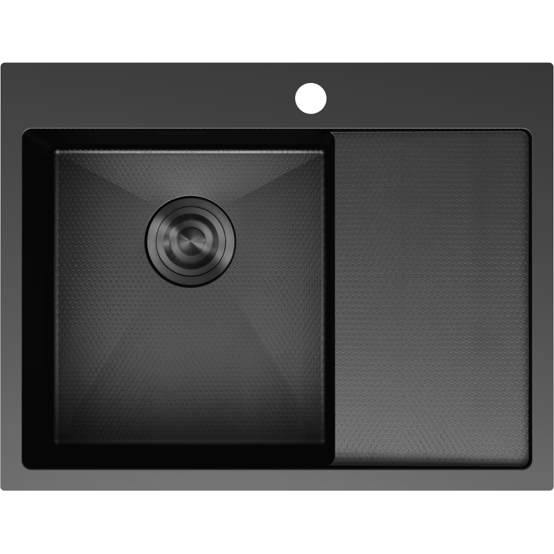 Mexen Exar 1-Komponenten-Edelstahlspüle mit Abtropffläche, links 620 x 480 mm, schwarz HC - 6431621005L-70HC