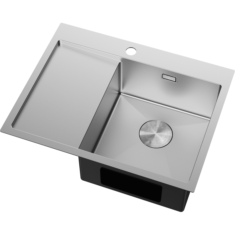 Mexen Exar Edelstahlspüle 1-Becken mit Abtropffläche, rechts 620 x 480 mm, Inox - 6432621005P-01